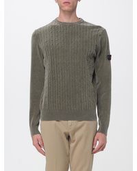 Peuterey - Crewneck Cotton Jumper With Applied Logo And Ribbed Trims - Lyst