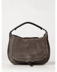 Chloé - Chlo&Eacute Marcie Suede Shoulder Bag With Woven Handle - Lyst