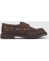 CAMPERLAB - Mil 1978 Aged Leather Boat Shoes With Square Toe And Adjustable Straps - Lyst