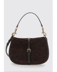 Etro - Pony Suede Shoulder Bag With Pegaso Logo Buckle - Lyst