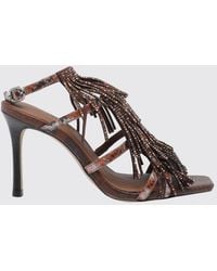Kurt Geiger - Python Print T-Strap Sandals With A High Stiletto Heel - Lyst