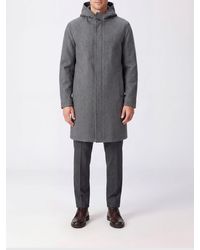 Lardini - Single-Breasted Wool Coat With Hood And Concealed Fastening - Lyst