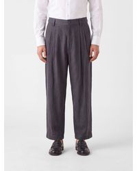 Ziggy Chen - Wide-Leg Pure Linen Trousers With Button And Zip Fly - Lyst