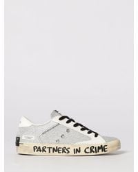 Crime London - Distressed Leather And Glitter Sneakers - Lyst