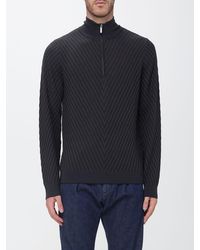Emporio Armani - Slim Fit Chevron Virgin Wool Turtleneck Jumper - Lyst