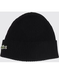 Lacoste - Pure Wool Beanie With Cuffed Hem And Embroidered Crocodile Logo - Lyst