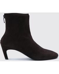 TOTEME - Suede Sheep Leather Ankle Boots With Stiletto Heel And Back Zip - Lyst