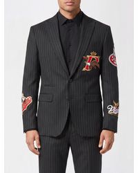 Philipp Plein - Pinstripe Wool Single-Breasted Blazer With Peak Lapels - Lyst