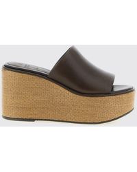 Brunello Cucinelli - Leather Wedge Sandals - Lyst