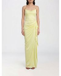 Versace - Robe Longue De Soirée En Viscose Avec Drapé Et Détail Medusa - Lyst