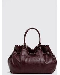 Twinset - Grained Faux Leather Handbag With Double Handle And Lettering Logo - Lyst