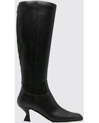 Sergio Rossi - Smooth Leather Knee-High Boots With Square Toe And Spool Heel - Lyst