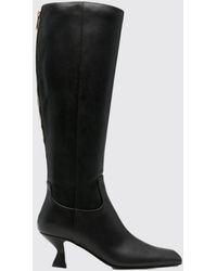 Sergio Rossi - Smooth Leather Knee-High Boots With Square Toe And Spool Heel - Lyst