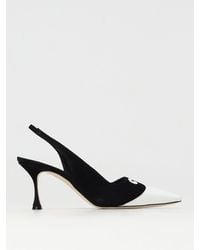 Manolo Blahnik - Zaborus Slingbacks In Suede And Patent Leather - Lyst