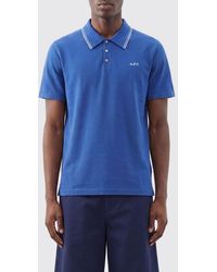 A.P.C. - Short-Sleeved Cotton Polo Shirt With Contrast Logo - Lyst