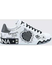 Dolce & Gabbana - Dolce &Amp Gabbana Portofino Studded Calf Leather Sneakers With Lettering Logo - Lyst
