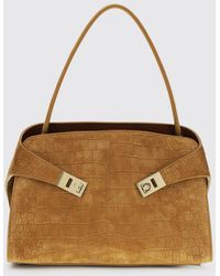 Ferragamo - Hug M Croc-Print Suede Bag - Lyst