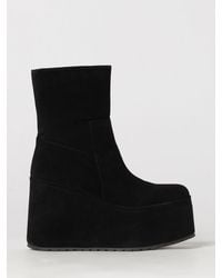 Paloma Barceló - Blaire Suede Ankle Boots With High Wedge Heel And Round Toe - Lyst