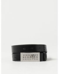 MM6 by Maison Martin Margiela - Mini ceinture noire en cuir à plaque à logo - Lyst