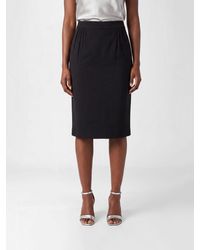 Saint Laurent - High-Waisted Viscose Pencil Mini Skirt With Ysl Monogram - Lyst