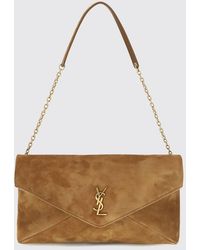 Saint Laurent - Cassandre Schultertasche Aus Veloursleder Mit Ysl-Logo - Lyst