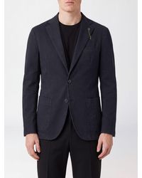 Santaniello - Single-Breasted Pure Cotton Blazer With Patch Pockets - Lyst