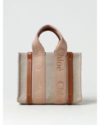 Chloé - Woody Canvas Bag With Embroidered Logo - Lyst