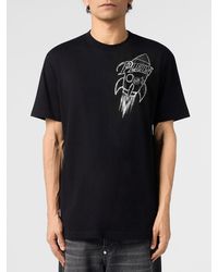 Philipp Plein - Crew-Neck Cotton T-Shirt With Graphic Print And Rhinestones - Lyst
