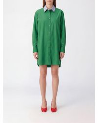 Loewe - Long-Sleeve Cotton Mini Shirt Dress With Embroidered Logo - Lyst
