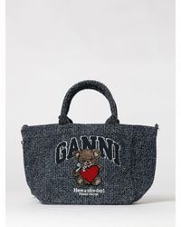 Ganni - Denim Small Bear Tote Bag - Lyst