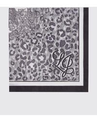 Liu Jo - Square Polyester Scarf With Floral Print And Logo - Lyst