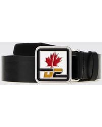 DSquared² - Smooth Leather Adjustable Belt With Enamelled Logo Buckle - Lyst