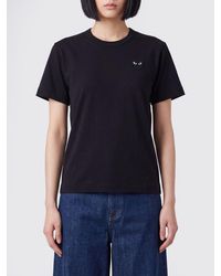 COMME DES GARÇONS PLAY - Comme Des Gar&Ccedil	Ons Play Contrast Logo Cotton Crew-Neck T-Shirt - Lyst