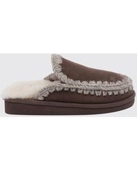 Mou - Eskimo Suede Mules With Contrast Stitching And A Lightweight Eva Sole - Lyst