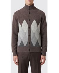Ballantyne - Cardigan Von Aus 100% Kaschmir Mit Rauten-Jacquardmuster Und Hohem Kragen - Lyst