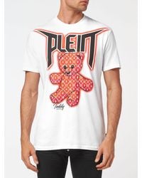 Philipp Plein - Crew Neck Cotton T-Shirt With Contrast Teddy Bear Print - Lyst