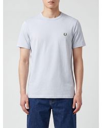 Fred Perry - Slim Fit Cotton Crew Neck T-Shirt With Embroidered Logo - Lyst