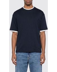 Lardini - Cotton Crewneck T-Shirt With Contrast Trims - Lyst