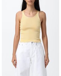 Alaïa - Slim Fit Ribbed Silk U-Neck Tank Top With Thin Straps - Lyst