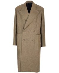 Givenchy - Long Double-breasted Herringbone Coat - Lyst