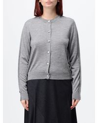 Tela - Crew-Neck Wool Cardigan With Button Fastening And Ribbed Trims - Lyst