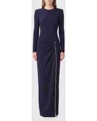 Balmain - Robe De Soirée Fourreau En Jersey À Manches Longues Et Épaules Rembourrées - Lyst