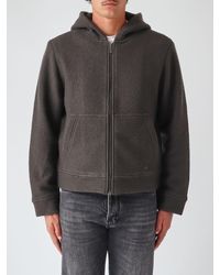 Emporio Armani - Hooded Wool And Cotton Blend Zip-Up Sweatshirt - Lyst