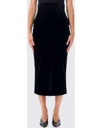 Alberta Ferretti - High-Waisted Velvet Midi Pencil Skirt With Back Slit - Lyst