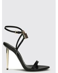 Tom Ford - Padlock Leather Sandals With Stiletto Heel And Ankle Strap - Lyst