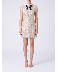 Self-Portrait - Sequin-Embroidered Tulle Sheath Mini Dress With Bow - Lyst