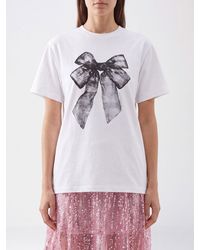 Cecilie Bahnsen - Bow Print Short-Sleeved Cotton T-Shirt - Lyst