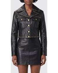 Michael Kors - Cropped Studded Faux Leather Biker Jacket - Lyst