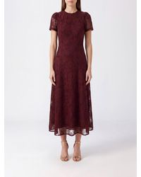 ROTATE BIRGER CHRISTENSEN - A-Line Mesh Midi Dress With Full Skirt And Short Sleeves - Lyst