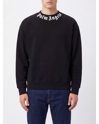 Palm Angels - Logo Cotton Crewneck Sweatshirt With Dropped Shoulders - Lyst